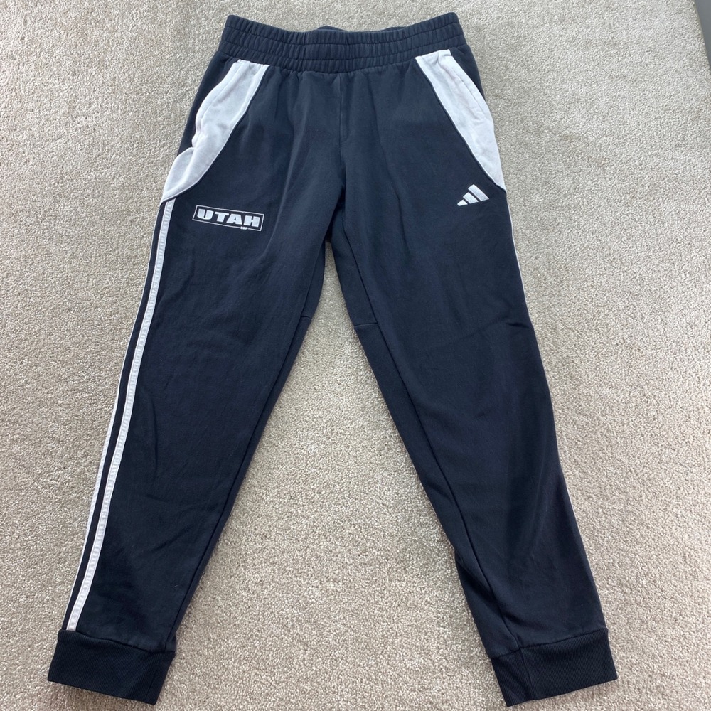 Adidas Utah Utes Mens Jogger Pants Size Medium Black White Athletic Comfort